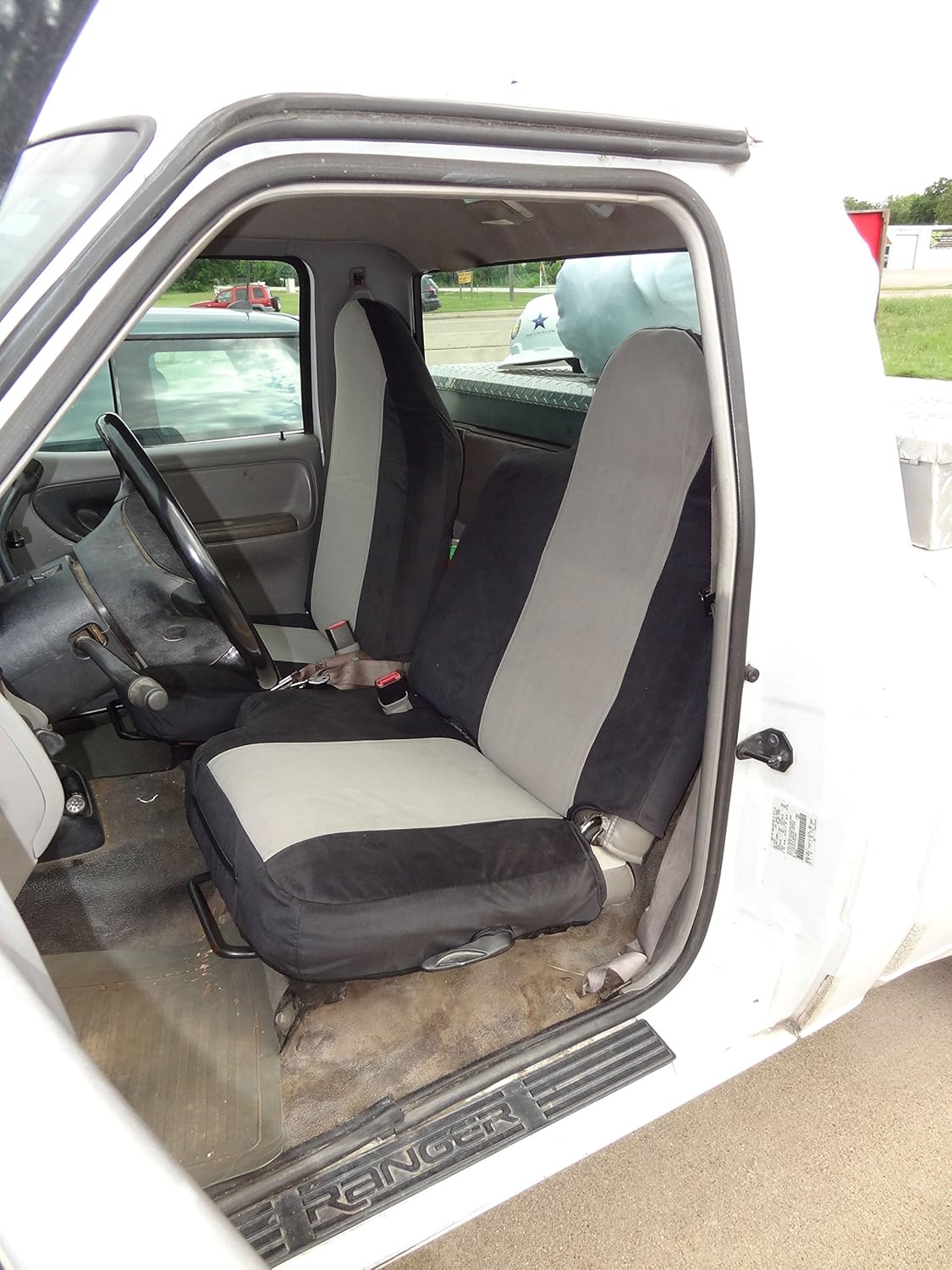 single cab ford ranger on Made To Fit F284 V1 V7 Durafit Seat Covers Ford Ranger Xl Regular Cab Front 60 40 Split Bench Seat Covers In Black Gray Velour With Molded Headrests And Without Armrest