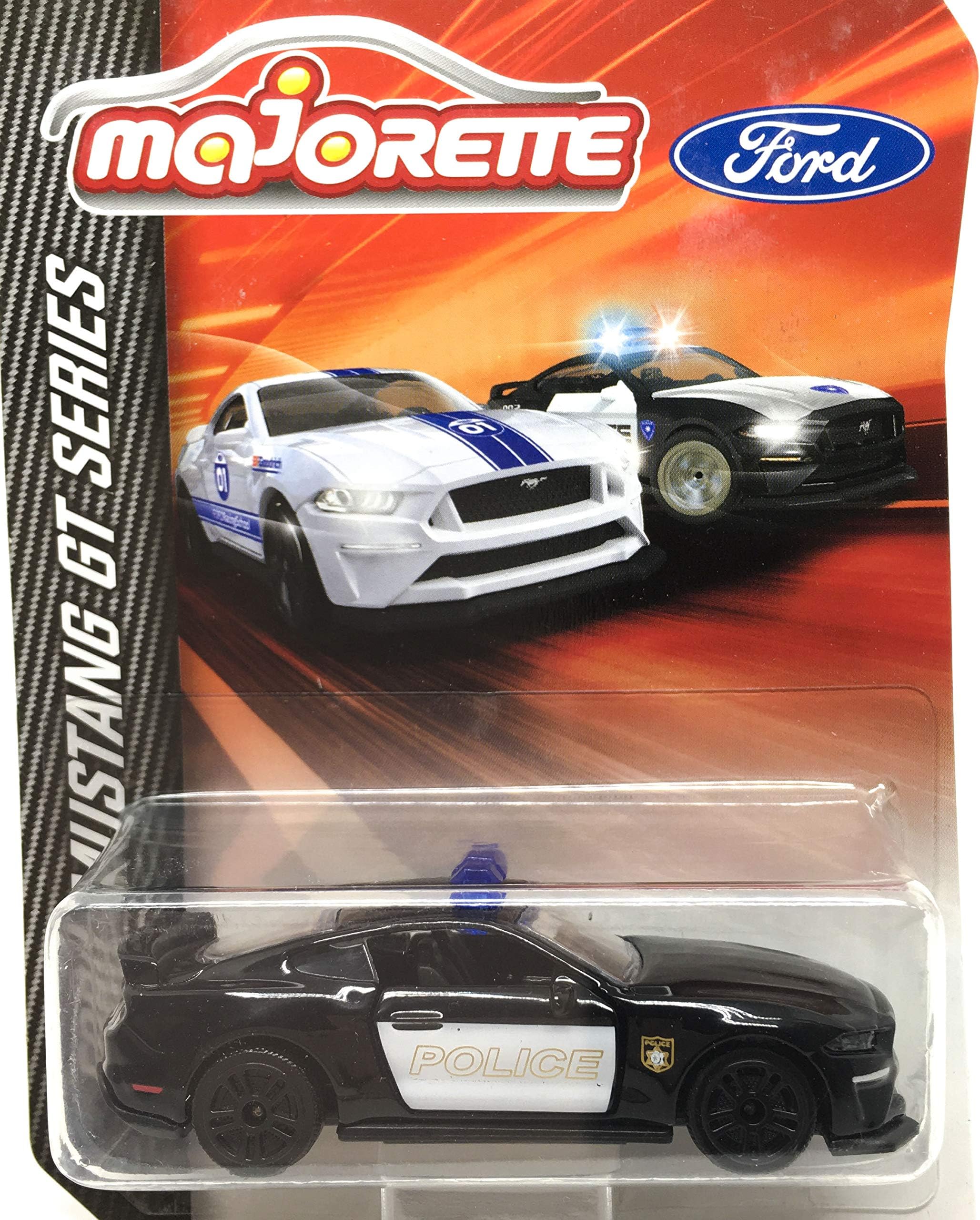 Ford Mustang GT Police Black 1/64 Diecast Car Scale Model - MJ Ref# 204C - Wheel D5S Black - Free Display Case