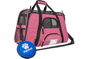 PetAmi Airline Approved Pet Carrier for Cat, Soft Sided Dog Carrier for Small Dog, Cat Travel Supplies Accessories Indoor Cat, Ventilated Pet Carrying Bag Medium Large Kitten Puppy, Small Heather Pink