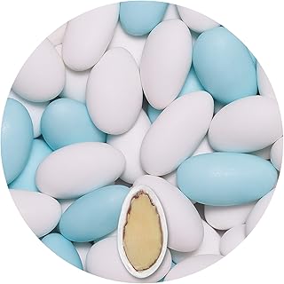 EinsSein® 1 Kg Hochzeitsmandeln Gracile MIX weiss & himmelblau MATT ca 64 Gastgeschenke Hochzeit Taufmandeln Zuckermandeln Bonboniere Bonbons Koufeta Confetti Taufe Konfirmation hellblau