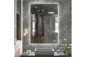 TETOTE 36 x 28 LED Backlit Bathroom Vanity Mirror with Light,3Color White/Warm/Natural,Anti-Fog Lighted Mirror,Dimmable,Wall Mounted