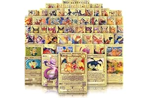 CULACCINO 55 PCS Gold Cards Packs Vmax V EX GX Rare Golden Cards Deck Box Gold Foil Card for Fans/Kids/Collectors Gifts (No Duplicates) (Gold)