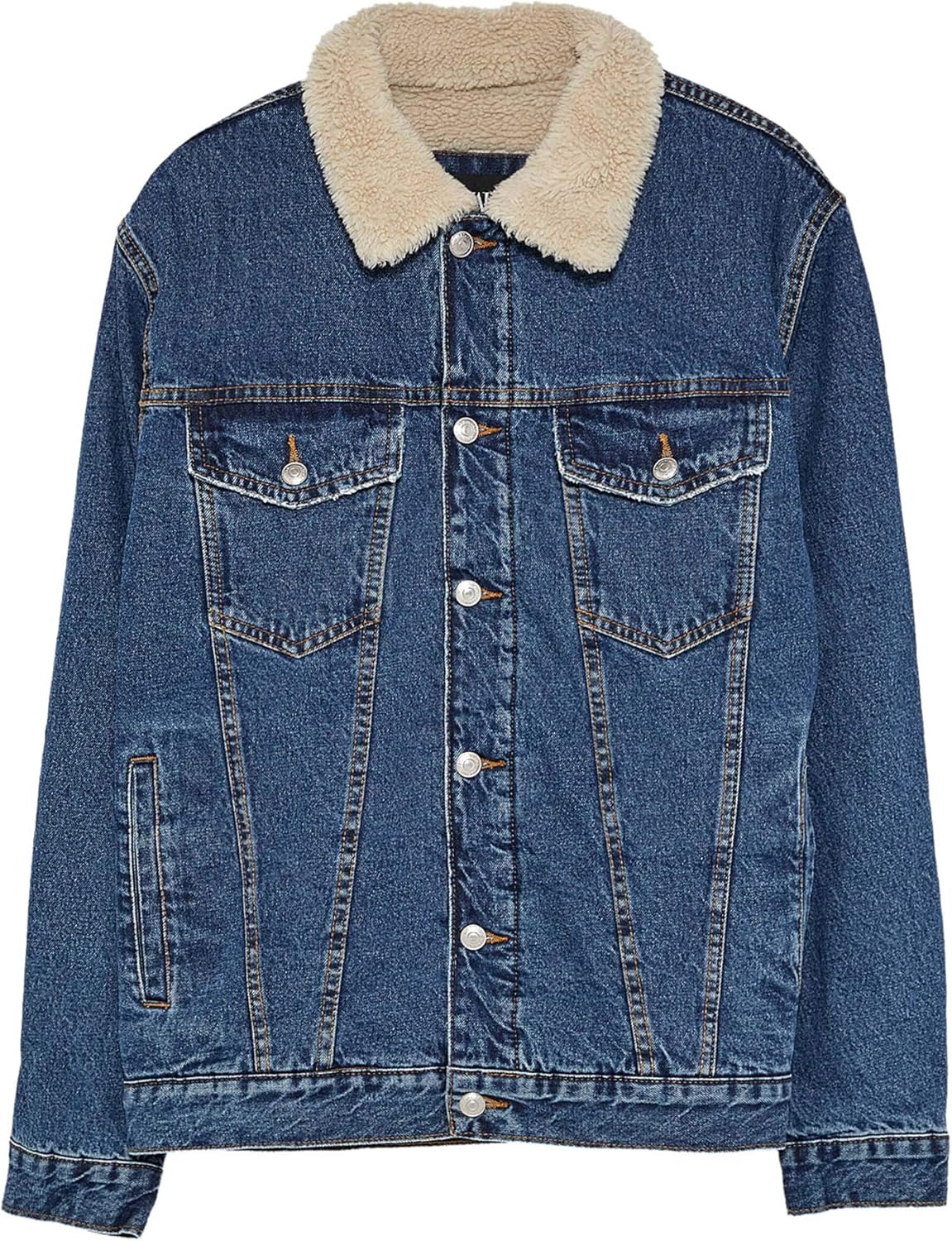 Zara Men Denim Jacket With Faux Shearling 5575 310 407 At Amazon