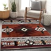 YHSF South West Native American Area Rug C318 (Rust, 3 Feet x 4 Feet 7 Inches)