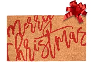 MAINEVENT Merry Christmas Door Mat 30x17 Inch, Merry Christmas Outdoor Rug for Covered Outdoor Area, Holiday Doormat w/Non-Slip Backing, Christmas Welcome Mat