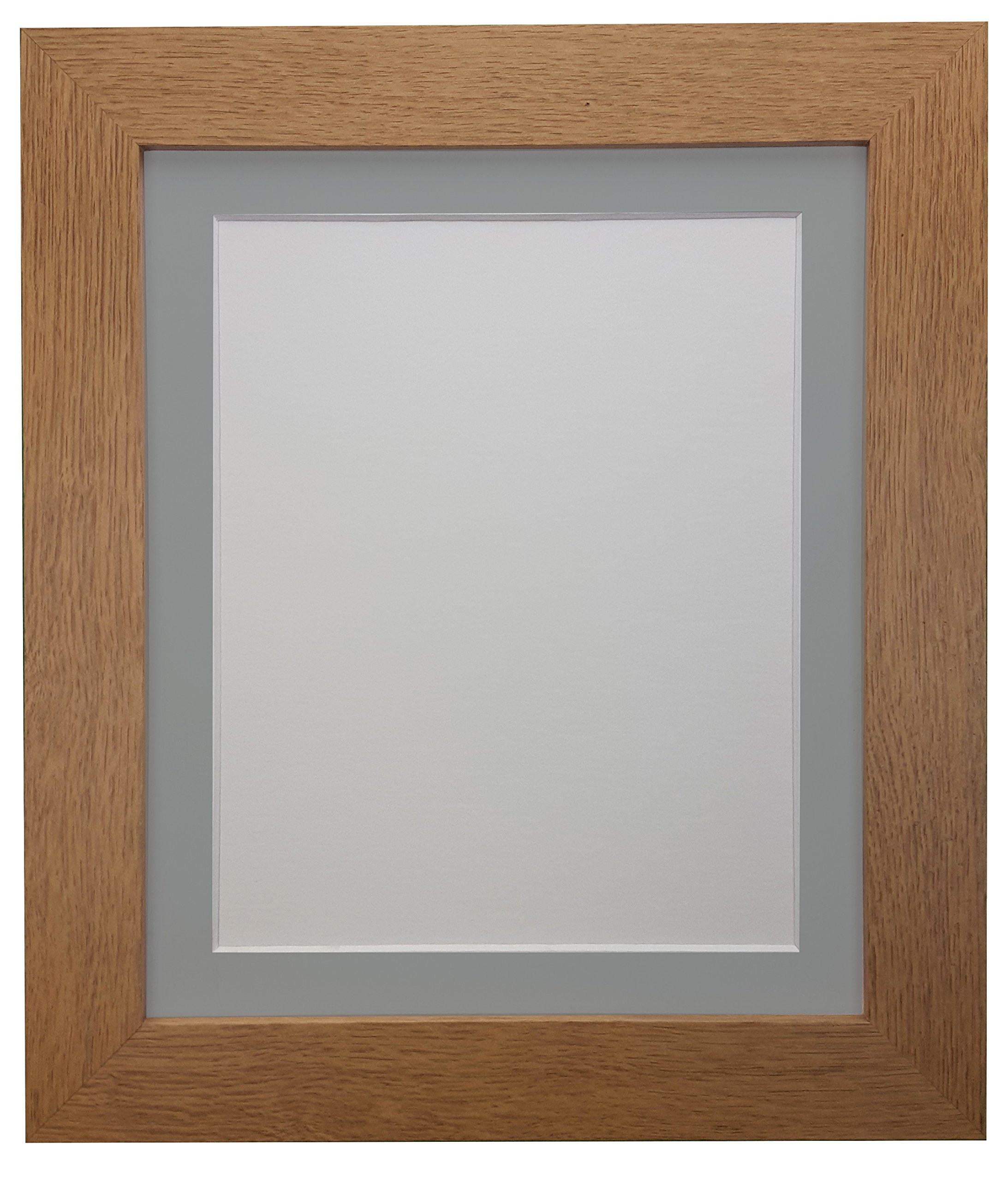 FRAMES BY POST Metro Oak Photo Picture Poster Frame with Dark Grey Mount Plastic Glass 40 x 40cm For Pic Size 30 x 30cm