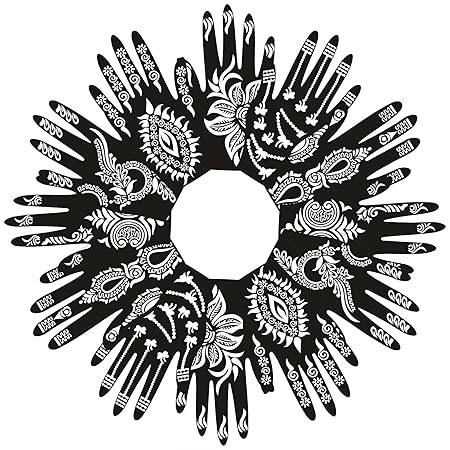 PARTH IMPEX Henna Tattoo Schablonen (12 Stück) selbstklebende schöne Körperbemalung Kunst Designs temporäre Mehndi Zeichnung 