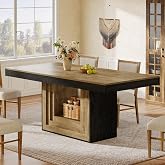 Tribesigns Dining Table for 4-6 People, 63 Inch Rectangle Kitchen Table | Farmhouse Wood Dinner Table, Dining Room Furniture for Living Room, Kitchen, Banquet, 62.99"W x 31.5"D, Oak Wood and Black