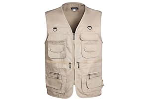 LISUHEPEAL Men’s Fishing Vest Summer Outdoor Work Safari Travel Photo Vest with Multi Pockets