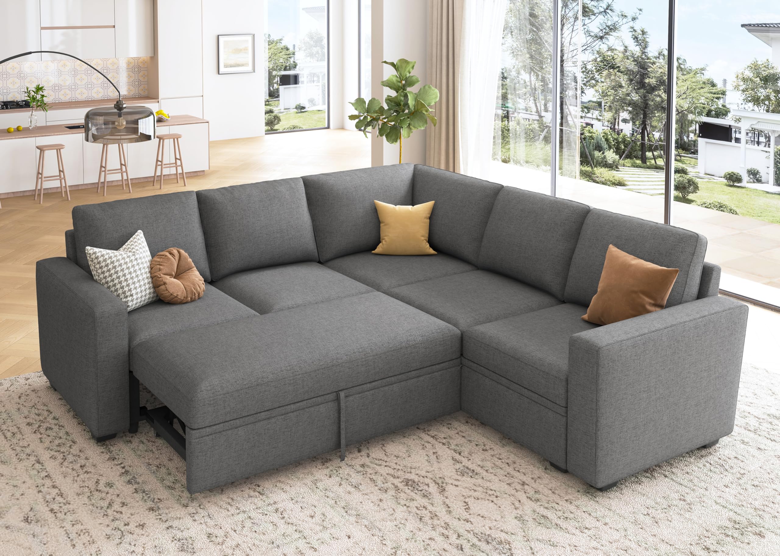 Photo 1 of *** PARTIAL SET *** only pull out bed****HONBAY Sectional Sleeper Sofa with Pull Out Bed, L Shaped Couch with Storage Seat, Modular Sectional Couches for Living Room, Dark Grey