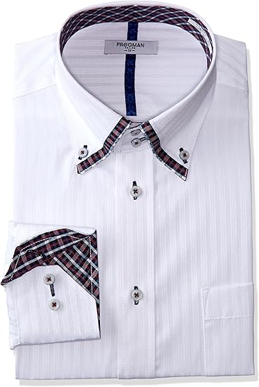 Amazon Co Jp アトリエサンロクゴ Atelier365 ワイシャツ 白系ドビー織 デザインシャツ Yシャツ 形態安定 ビジネスシャツ ドレスシャツ 長袖 Sun Ml Sbu 1109 5l 49 At351 1 Aw16 服 ファッション小物