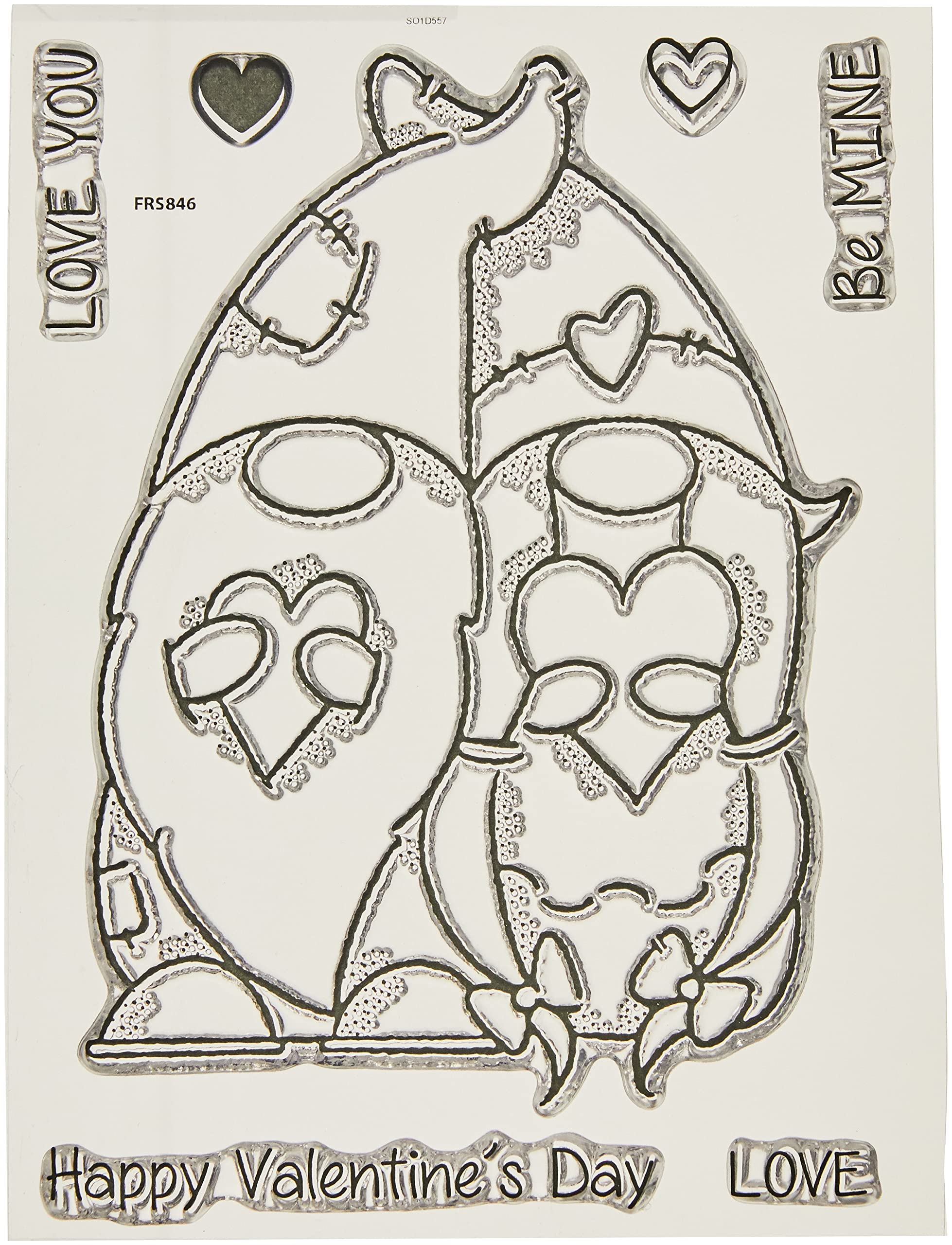 Woodware Francoise Collection-Clear Singles-Valentine Gnome-Stamp, Trancparent, 6 x 4-inch,FRS846