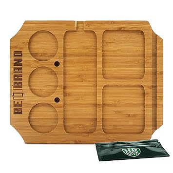 Amazon Com Be Lit Bamboo Rolling Tray Station With Leaf Lock Gear