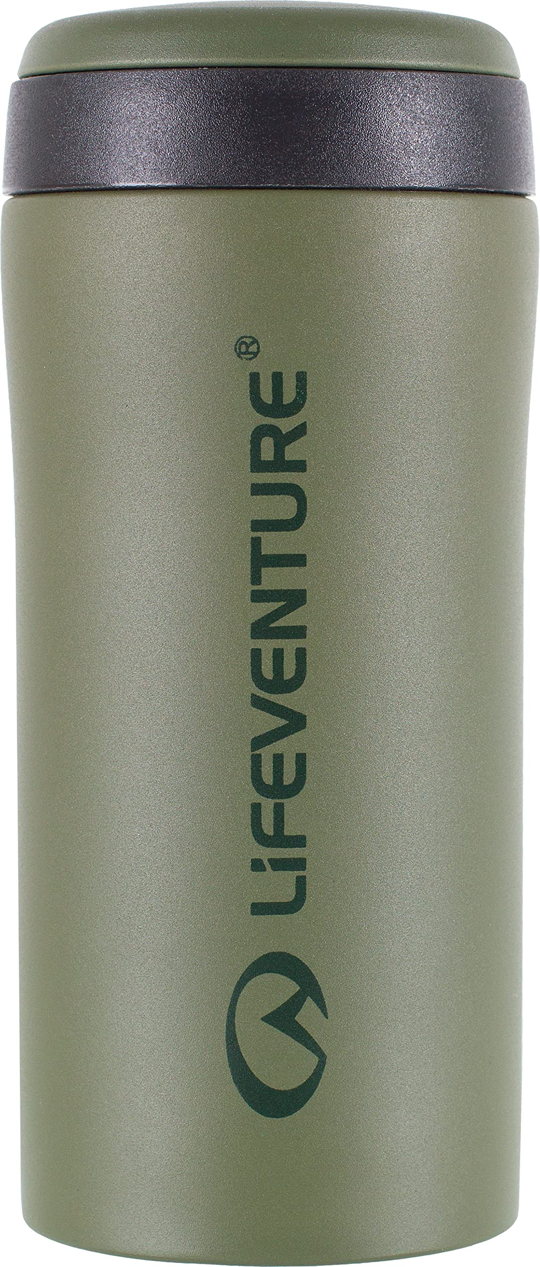 Lifeventure Thermal Mug, Leakproof & Vacuum Insulated Reusable Coffee Travel Cup, 300ml, Matt Khaki