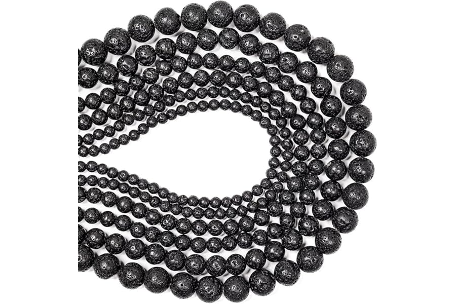 Gemstone Beads for Jewelry Making, Sold per Bag 5 Strands Inside, Black Lava 10mm