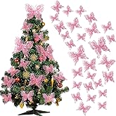 Charniol 36 Pcs 3 Size Christmas Tree Butterfly Decorations Glitter Hollow Butterfly Ornaments Hanging Decorations with Clips for Holiday Crafts Christmas Tree