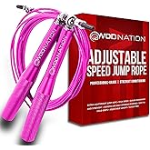 WOD Nation Aluminum Handle High Speed Adjustable Jump Rope for Women and Men - Perfect Skipping Rope for Boxing, Fitness, Workout