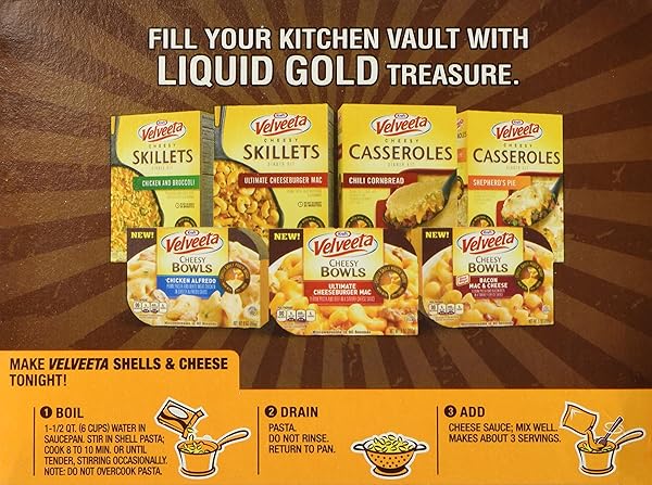 VELVEETA SHELLS AND CHEESE MAC, 1 BOX, FOR EASY DINNER OR DINNER SIDES, ORIGINAL FLAVOR, MADE WITH REAL CHEESE, 12 OZ