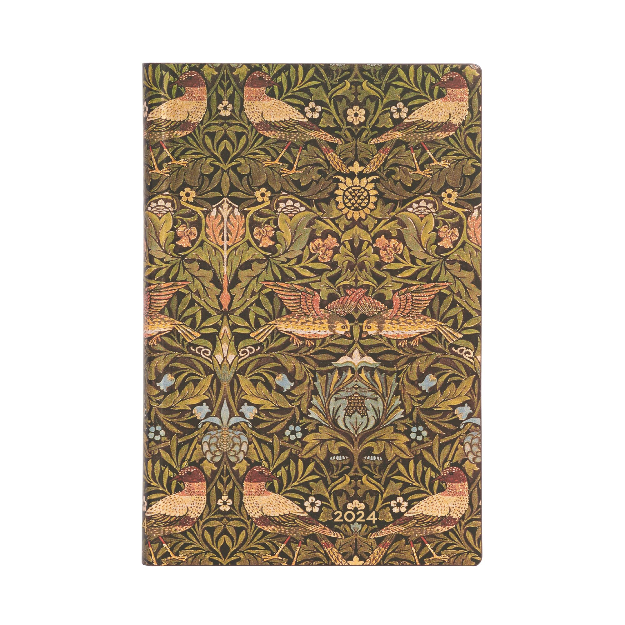 Paperblanks Flexi 12-Month Calendar 2024 Morris Birds, Horizontal - Mini (140 x 95), Italian