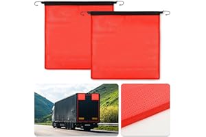 VERDANZIA 2 Pcs Red Flag for Truck Loads, 18 X 18 Inch Safety Flags for Trucks with Bungee Cord Attachment, Oversize Load Flags for Transporting, Red Warning Flag (RED)