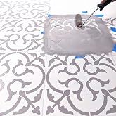 STENCILIT Scandinavian Floor Stencil - for a 18x18In Tile, Concrete Patio | Repeatable 18x18 Stencil, Reusable, Seamless Pattern,DIY Craft Stencils for Painting Floors, Concrete Stencils for Patio