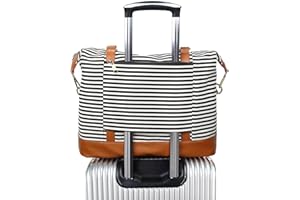 Bluboon Travel Tote Bags with Zipper Ladies Canvas Bag Weekender Overnight Bag for Women Carry on Duffel Bag Trolley Sleeve
