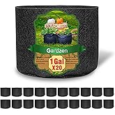 Gardzen 20-Pack 1 Gallon Nonwoven Grow Bags, Aeration Fabric Pots