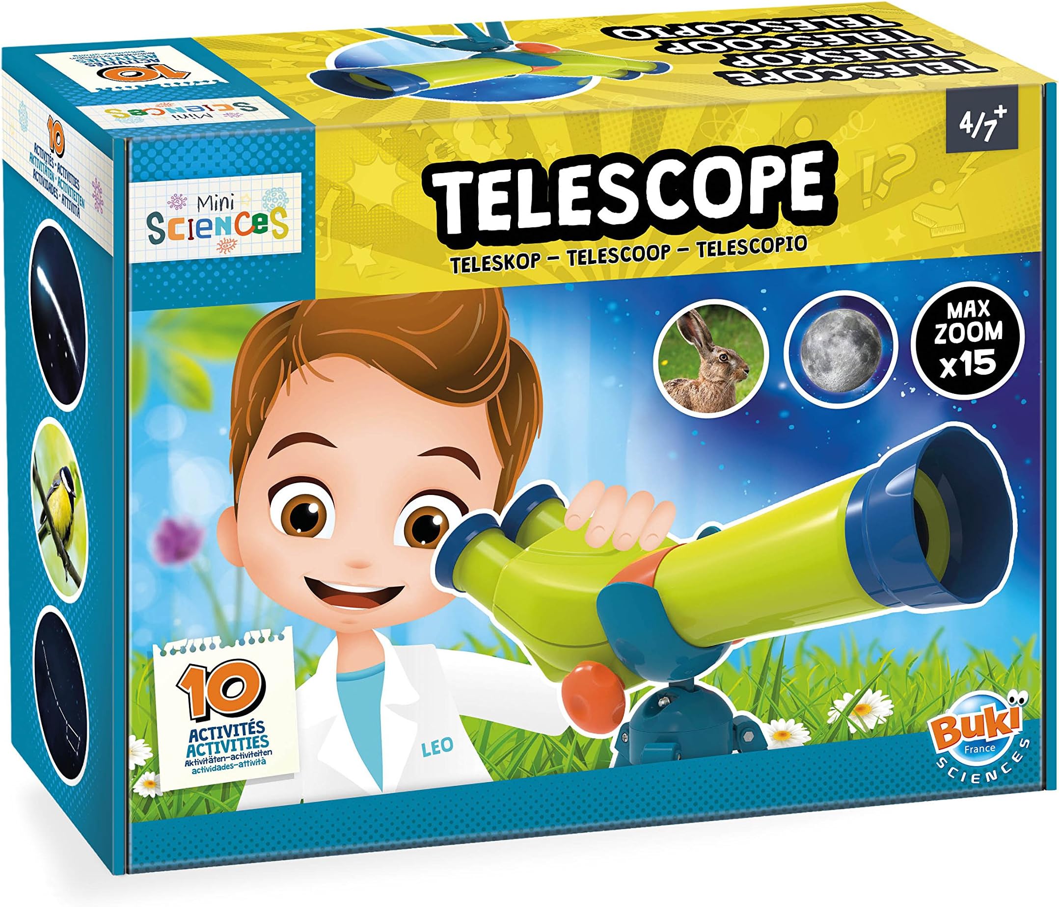 Buki Mini Sciences Children’s First Basic Toy Binocular Telescope Kit 15 X Zoom for Kids Age 4 to 8