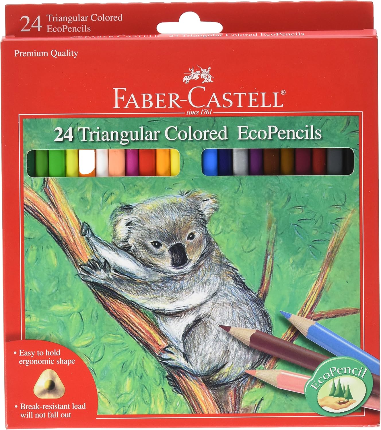 Faber-Castell Triangular Colored EcoPencils - 24 Count: Toys & Games