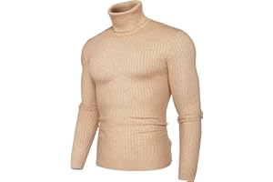 Juedoz Mens Turtleneck Sweater Slim Fit Soft Knitted Basic Pullover Sweater