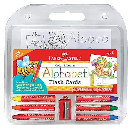 Faber-Castell Color and Learn Alphabet Flash Cards - ABC Flash Card and Coloring Set for Preschoolers