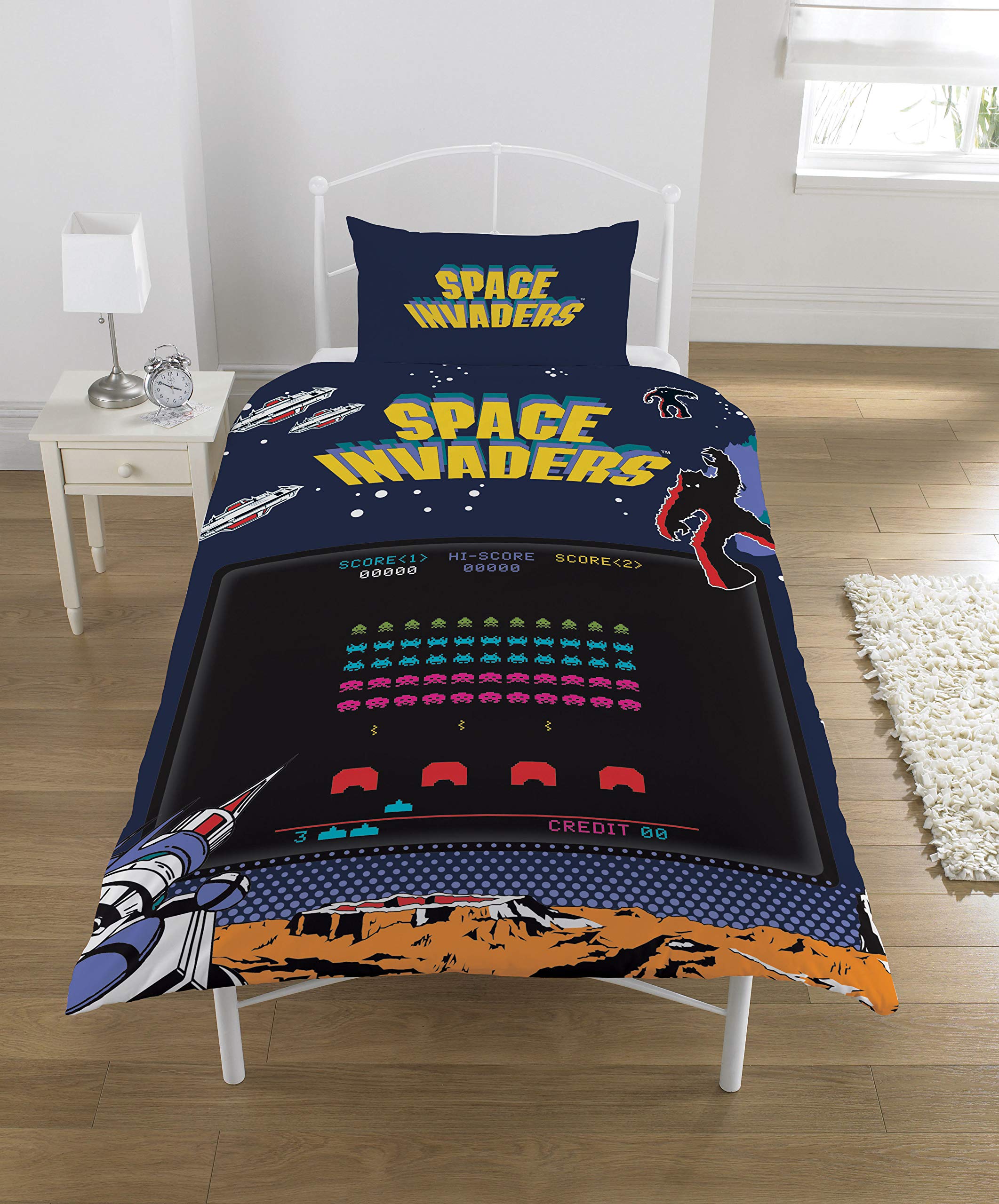 Space Invaders Duvet Set, Polycotton, Multi, SINGLE