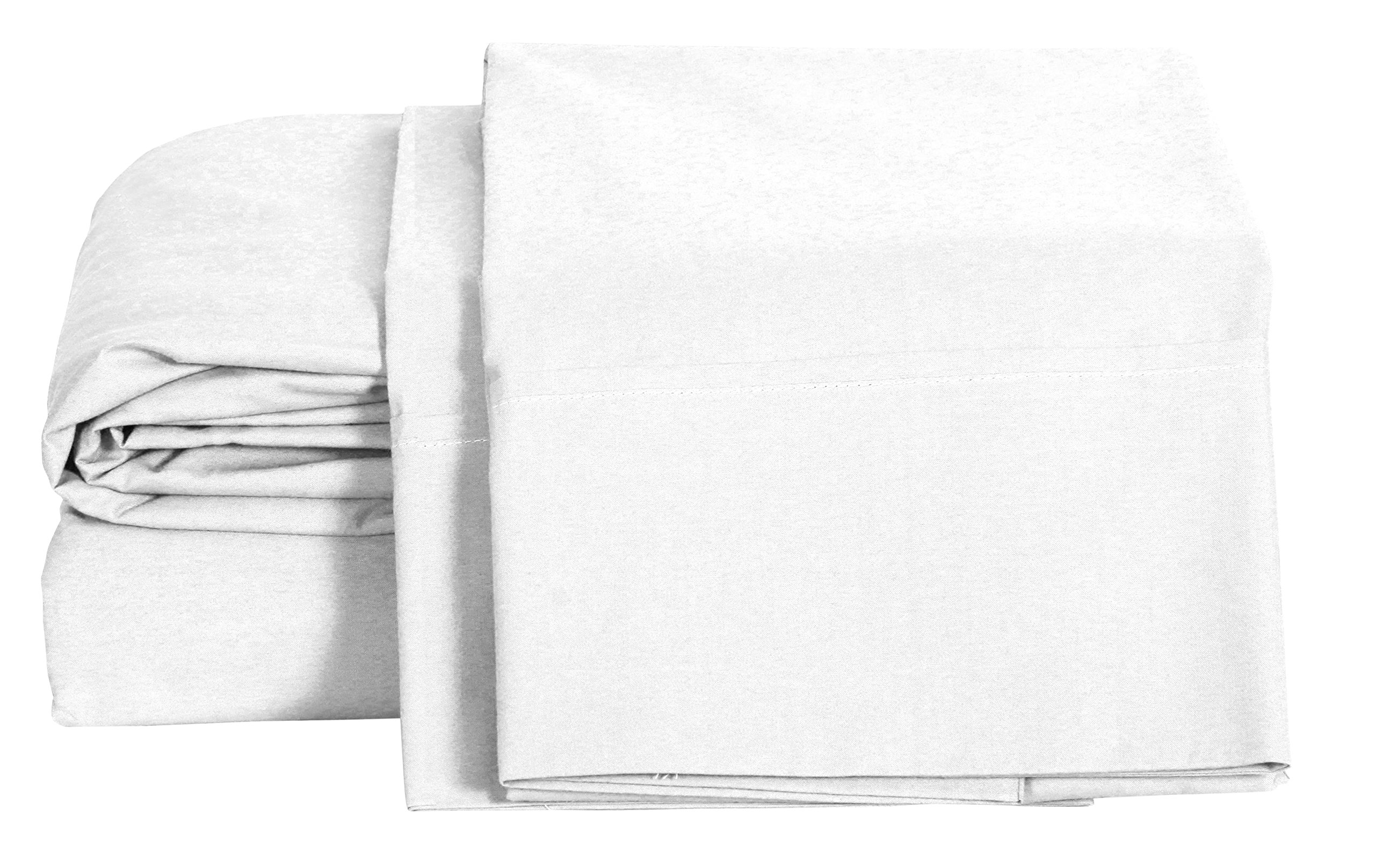 100 Cotton Percale Sheet Set, White Twin Sheet 3 Piece Set, Long