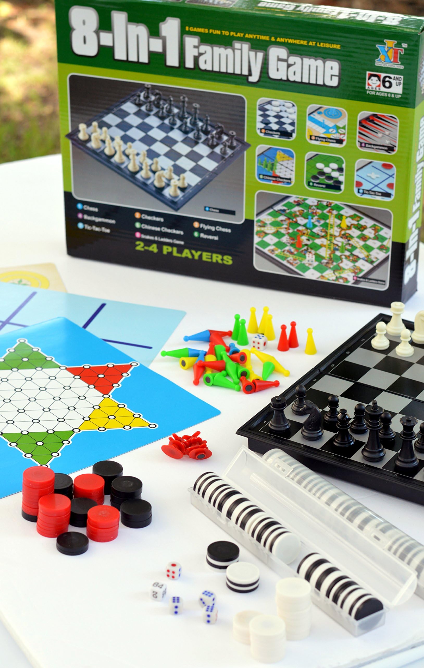 Whiz Kids Fun Family Game Night!! Chess, Checkers and More! 8 Board Games in 1 -Best Educational Boredom Buster!