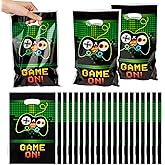 PANTIDE Video Games Party Favor Bags, Game On Plastic Loot Gifts Bags, Gaming Goody Candy Treat Bags for Video Game Themed Birthday Party Supplies Decorations, Set of 50
