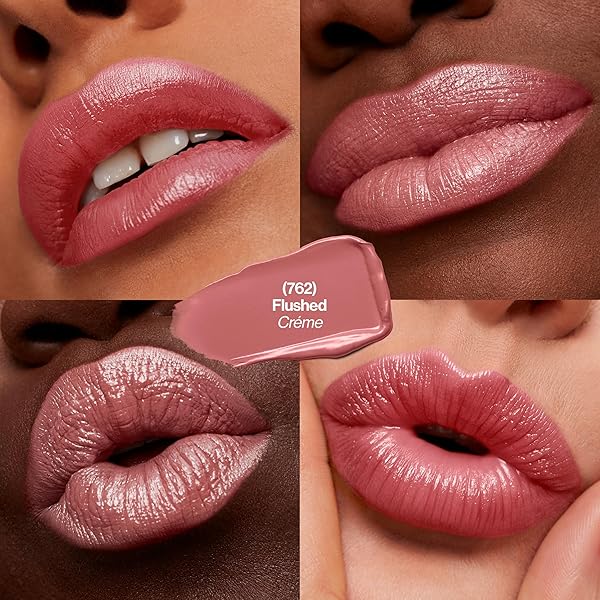 REVLON SUPER LUSTROUS LIPSTICK, CREAMY FORMULA FOR SOFT, FULLER-LOOKING LIPS, MOISTURIZED FEEL, 762 FLUSHED, 0.15 OZ