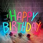 Happy Birthday Neon Sign for Wall Decor, Colorful Happy Birthday Neon Lights, LED Birthday Neon Light for Backdrop, Neon Birthday Signs for Bedroom Bar Cafe Party Any Ages Bday Celebration Decoration
