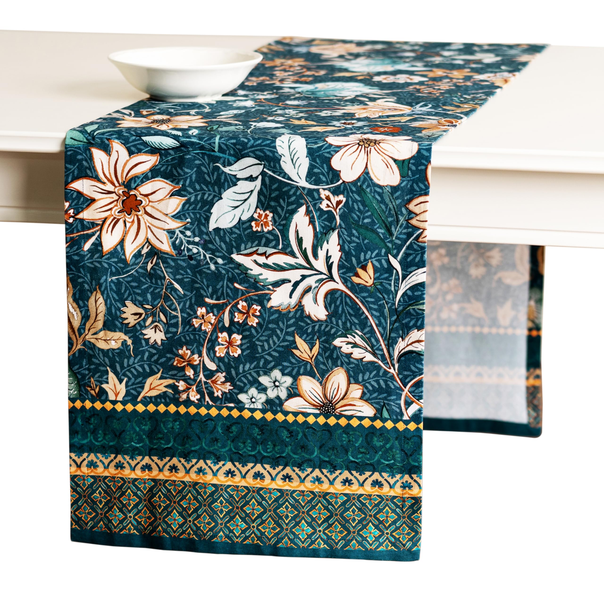 Maison d' Hermine Table runner 100% Cotton Single Layer Table Runners 230 CM long for Home Kitchen Dining Party Wedding Bridal Shower Gifts for Mothers Day (Luxury Loft - Dark Teal, 37 cm x 230 cm)