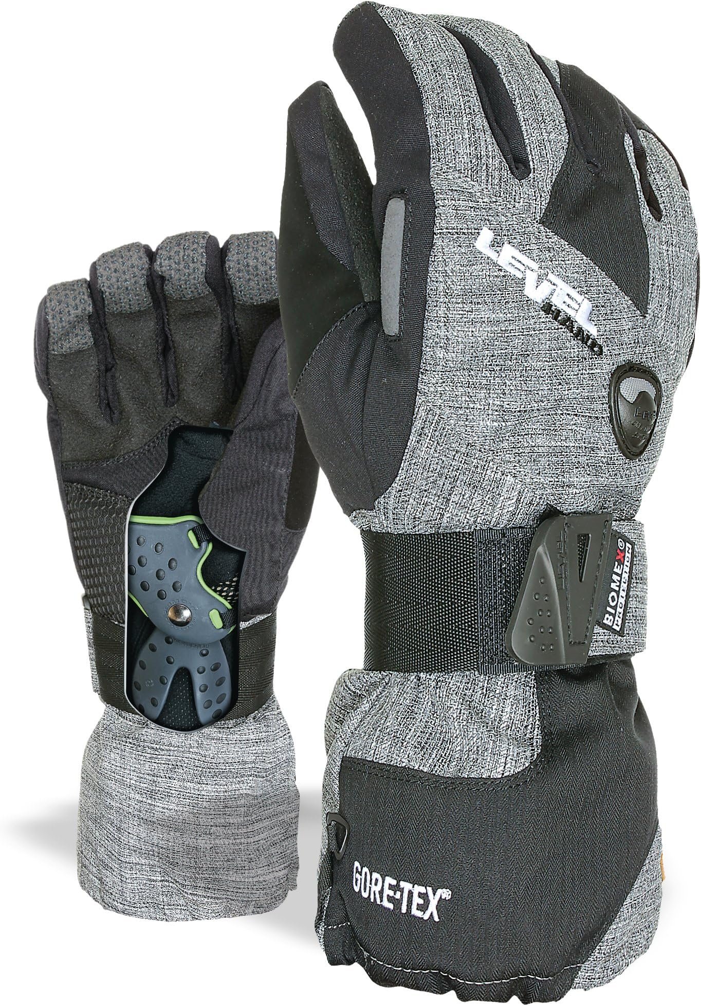 Level Half Pipe GTX Snowboard Protective Gloves with GoreTex Shell, BioMex Integrated Wrist Guards, ThermoPlus Liner (Anthracite, Large (9.0 in))