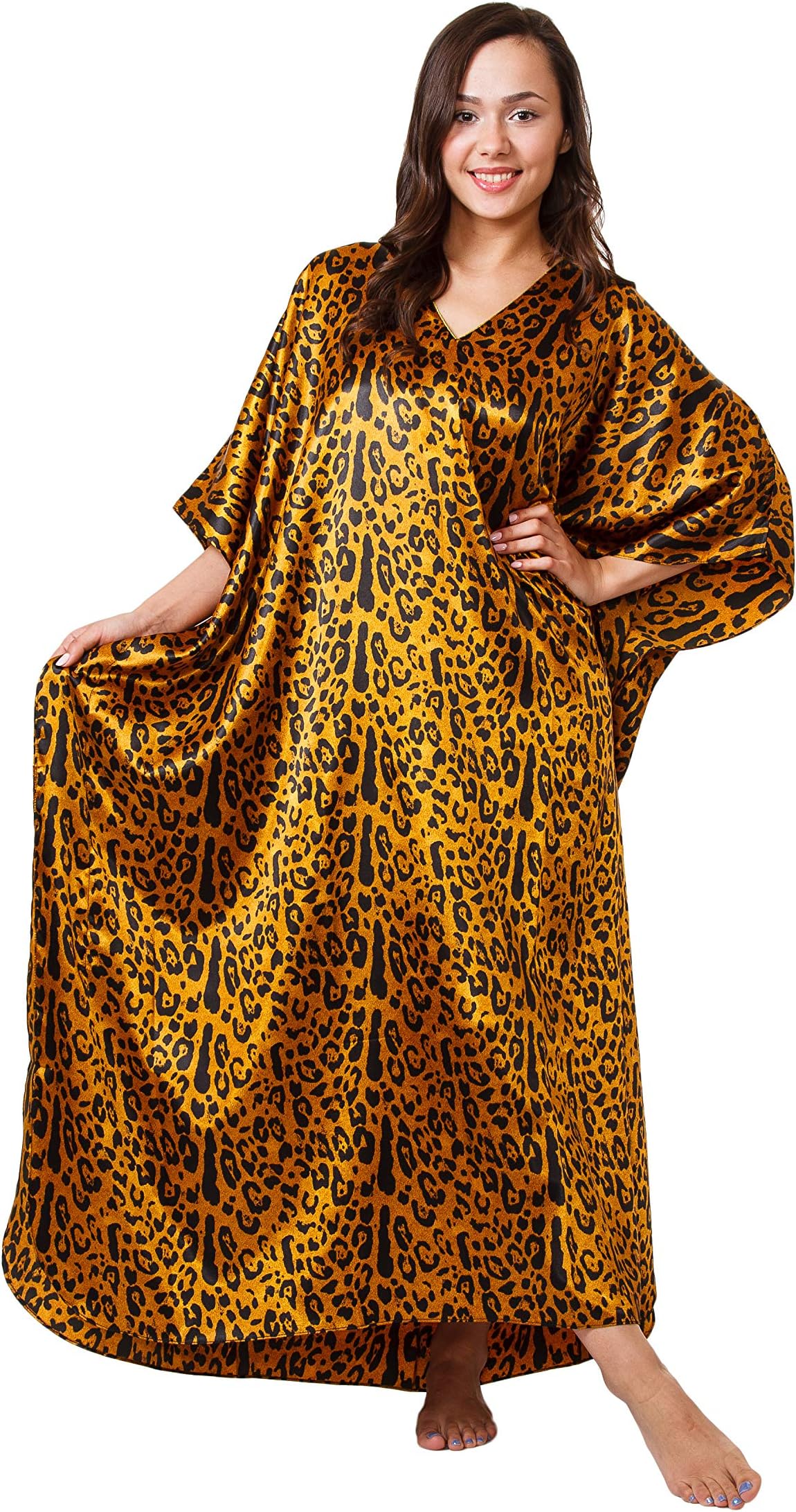 Up2date Fashion Women Satin Caftan in Votex Print, One size plus Kaftan/MuMu, Caf-12