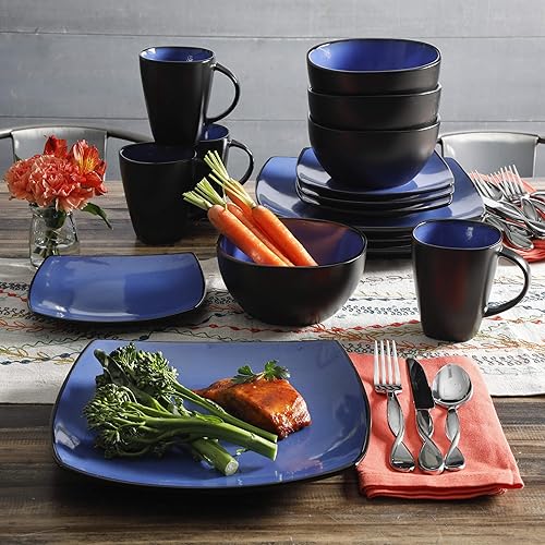 Gibson Soho Lounge Square Reactive Glaze Stoneware Dinnerware Set