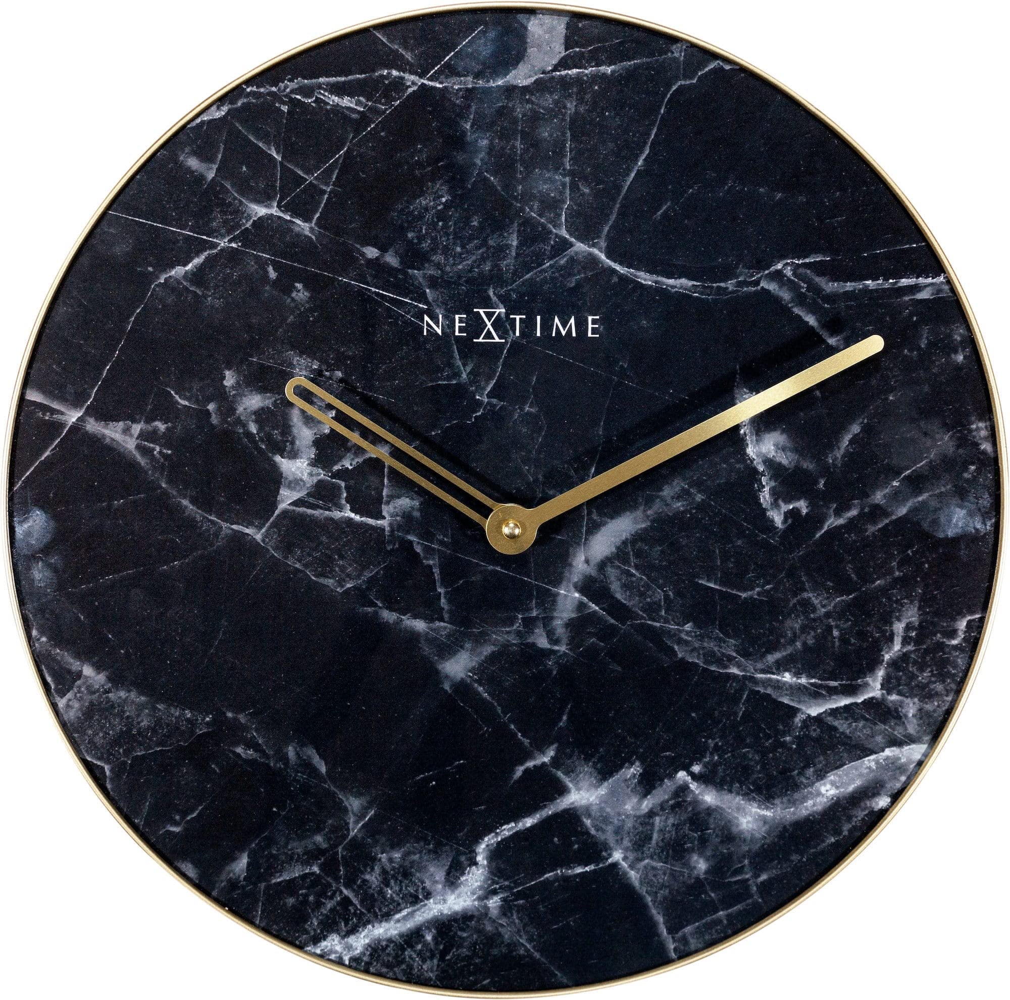 NexTime - Wall clock - Ø 40 cm - Glass/Metal - Black - 'Marble'