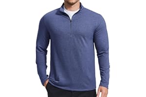 PINSPARK Men's Quarter Zip Up Pullover Mock Neck Sweatshirts Long Sleeve Golf shirts Performance Athletic Casual Workout