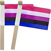 TSMD Genderfluid Pride Stick Flag Small Mini LGBT Hand Held Flags,5x8 Inch,12 Pack