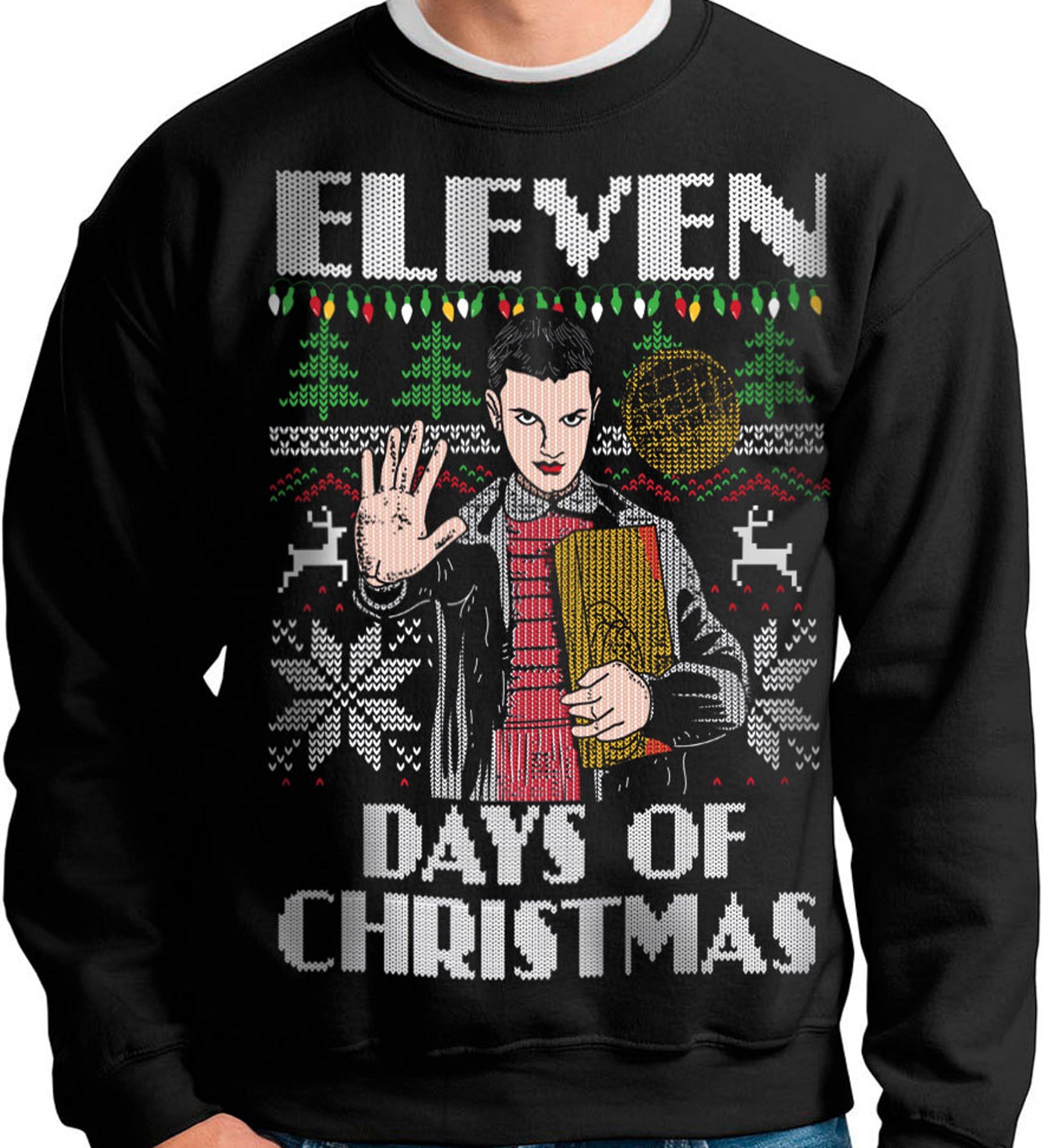 Vintage Fly Adult Ugly Christmas Sweater Eleven Days of Christmas Pullover Sweatshirt