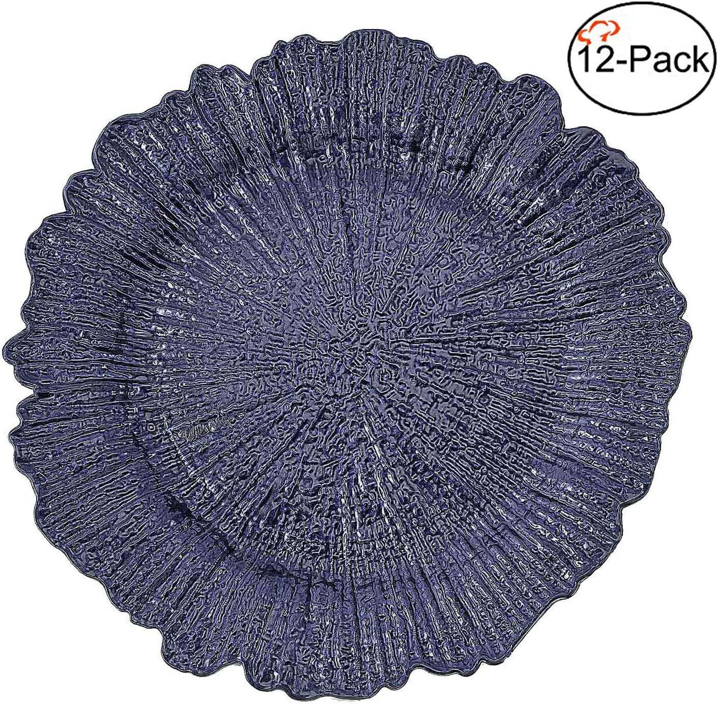  | Tiger Chef Charger Plates - White Plate Chargers for Dinner Plates - Wedding Décor Place-mats (12, White Reef): Charger & Service Plates