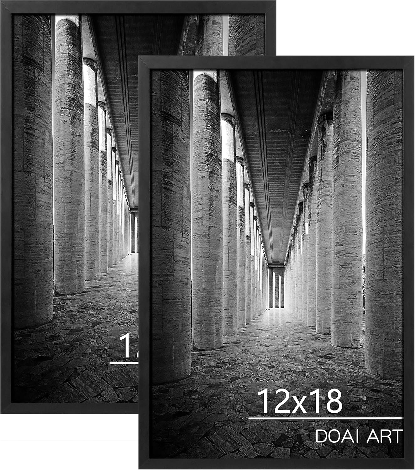 Wall Décor - DOAI ART 12x18 Frame 2 Pack, Black 12x18 Poster Frame for Horizontal or Vertical Wall Mounting, 12x18 Picture Frame Durable Scratch-proof Safe and Artistic Large Photo Frame Wall Art