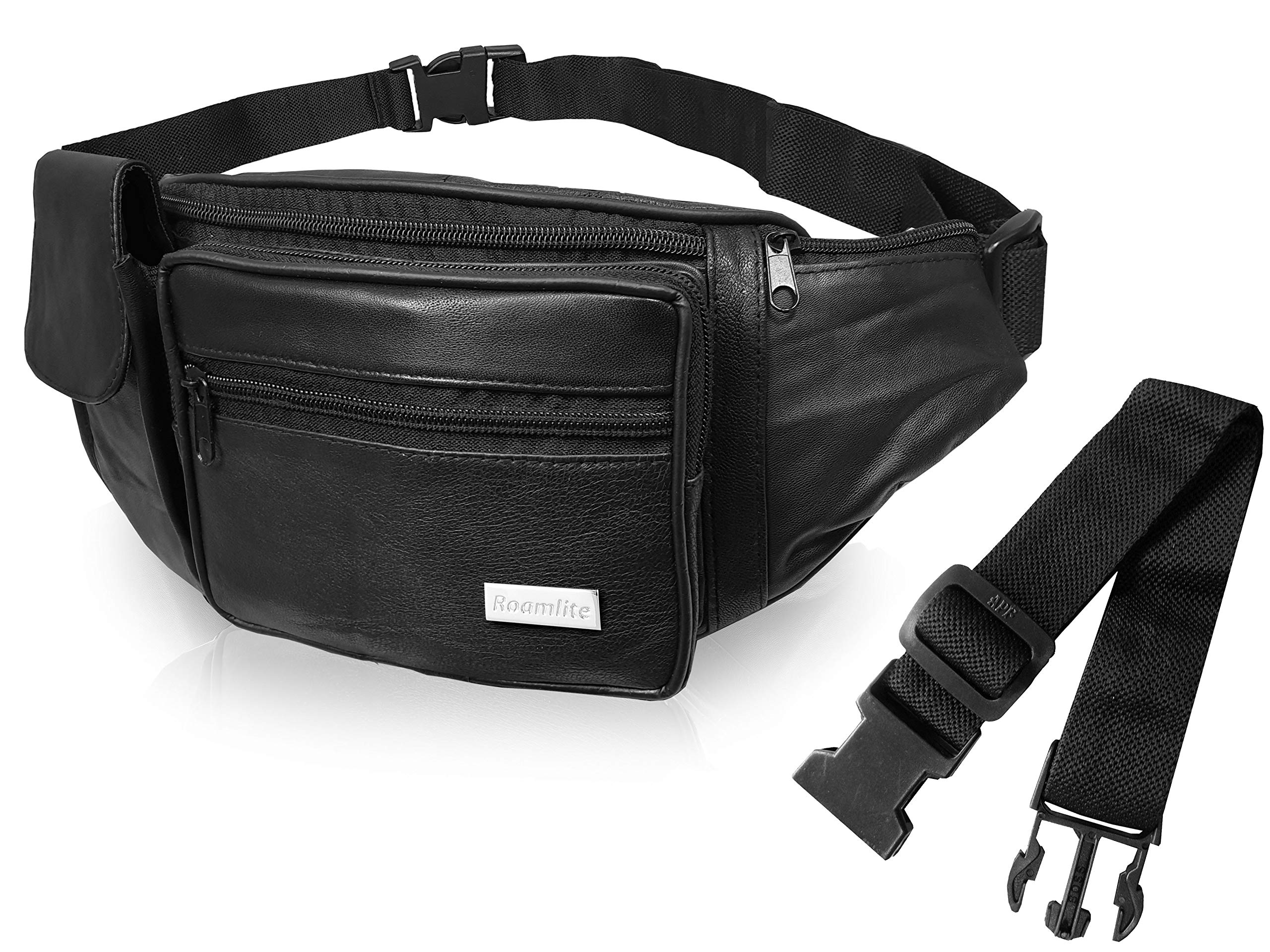 Roamlite Bumbag with Waist Extension Extender Belt Bundle, Extend Bum Bag Max Waist Size 52 to XXL 71 Inches, Mobility Disabled Scooter Wheelchair Black RL276KEXT