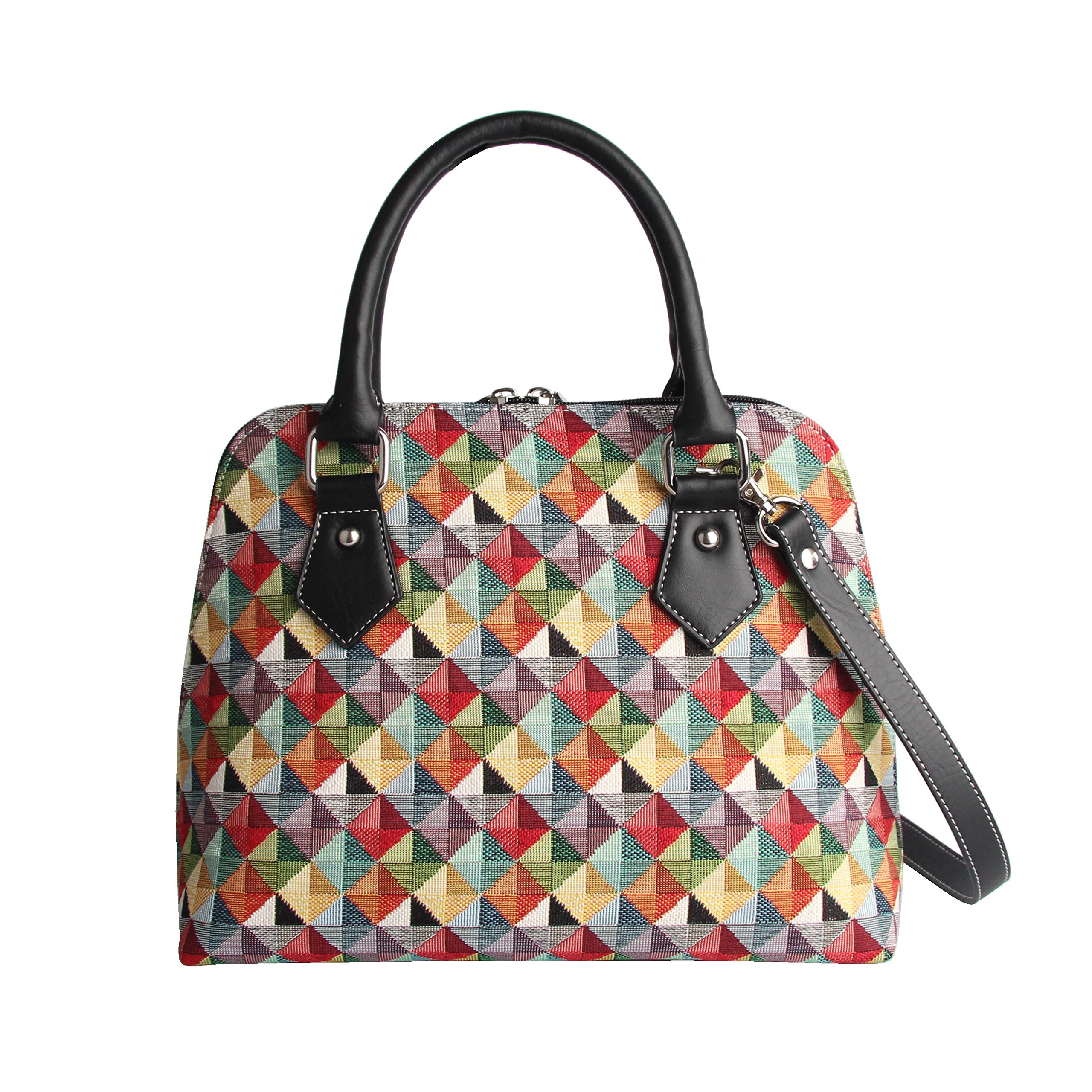 Signare Tapestry Handbags Shoulder bag and Crossbody Bags for Women with Fashion Pattern Designs (Colourful Geometric, CONV-MTRI)