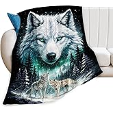 Wolf Blanket Wildlife Throw Blanket Soft Warm Cozy Fleece Fuzzy Plush Wolfs Flannel Blankets Gifts for Boys Girls Women Kids Adults 40"X50"